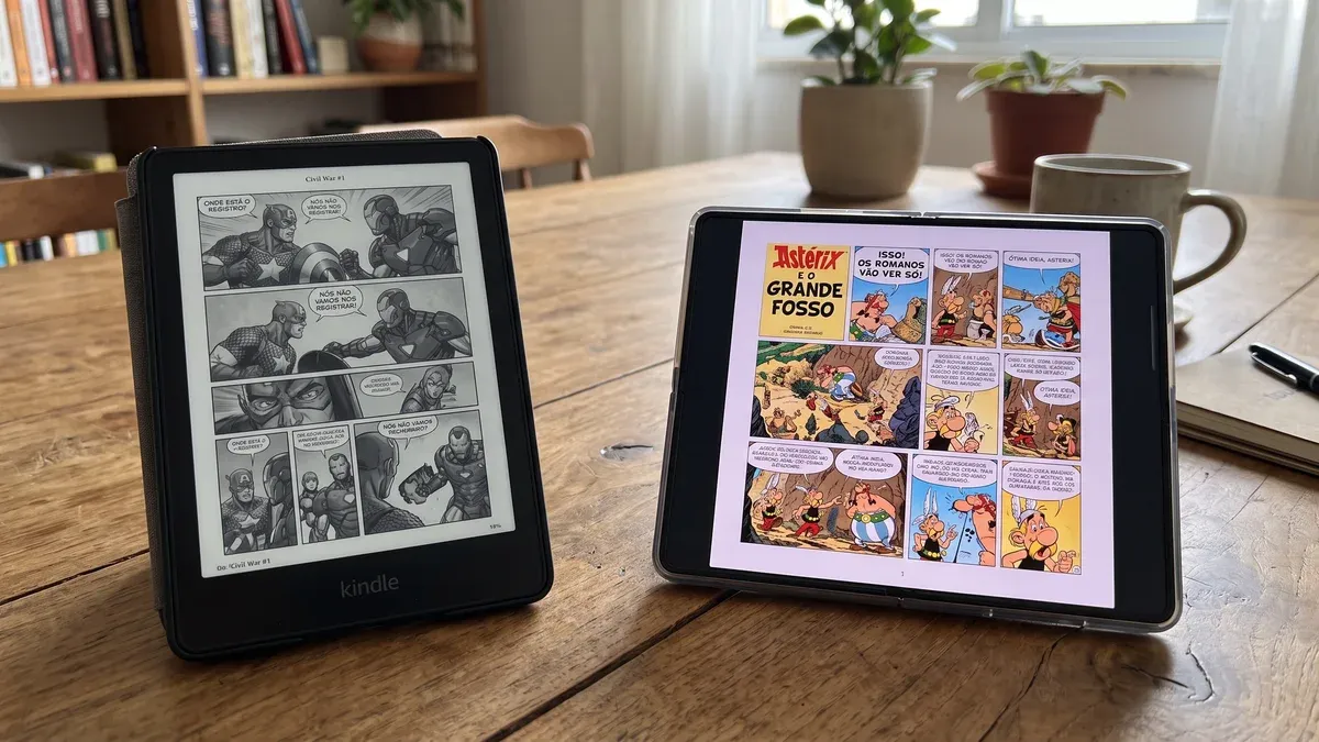 Kindle versus Galaxy Z Fold 8: O Duelo Definitivo para Leitura de Quadrinhos